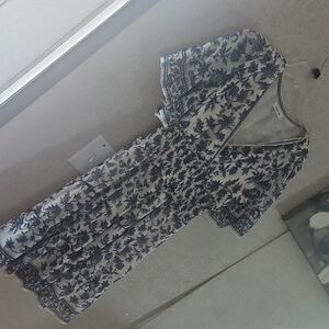 Max Studio Blue and White Patterned Top